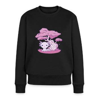 Lustiges Axolotl - Frauen Premium Bio Pullover - Schwarz - Vorne - Julia (174cm)
