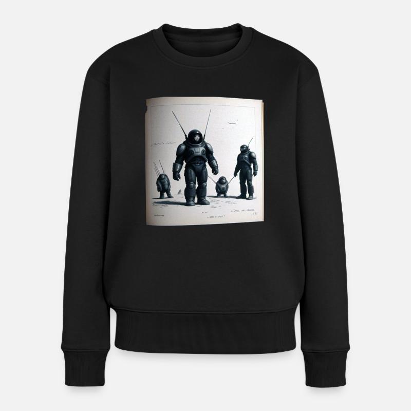 Vintage Roboter Comic - Frauen Premium Bio Pullover - Schwarz