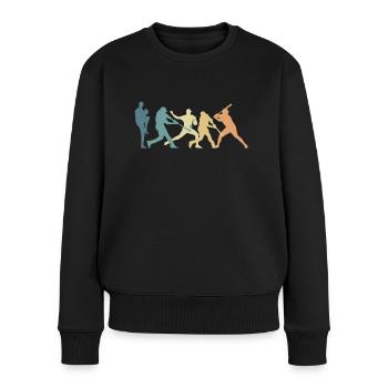 Vintage Baseball Evolution Design Coole - Frauen Premium Bio Pullover - Schwarz - Vorne - Julia (174cm)