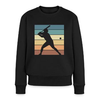 Baseball Retro Evolution Cooler, lustiger - Frauen Premium Bio Pullover - Schwarz - Vorne - Julia (174cm)