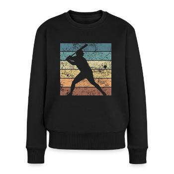 Coole Baseball Retro Evolution Lustige Sport - Frauen Premium Bio Pullover - Schwarz - Vorne - Julia (174cm)