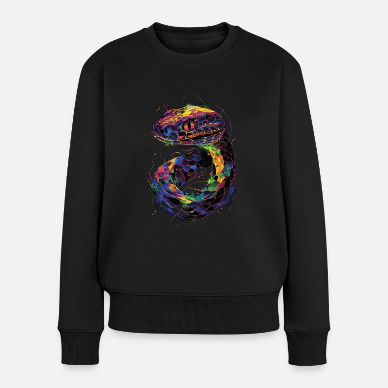 Schlange - Frauen Premium Bio Pullover - Schwarz
