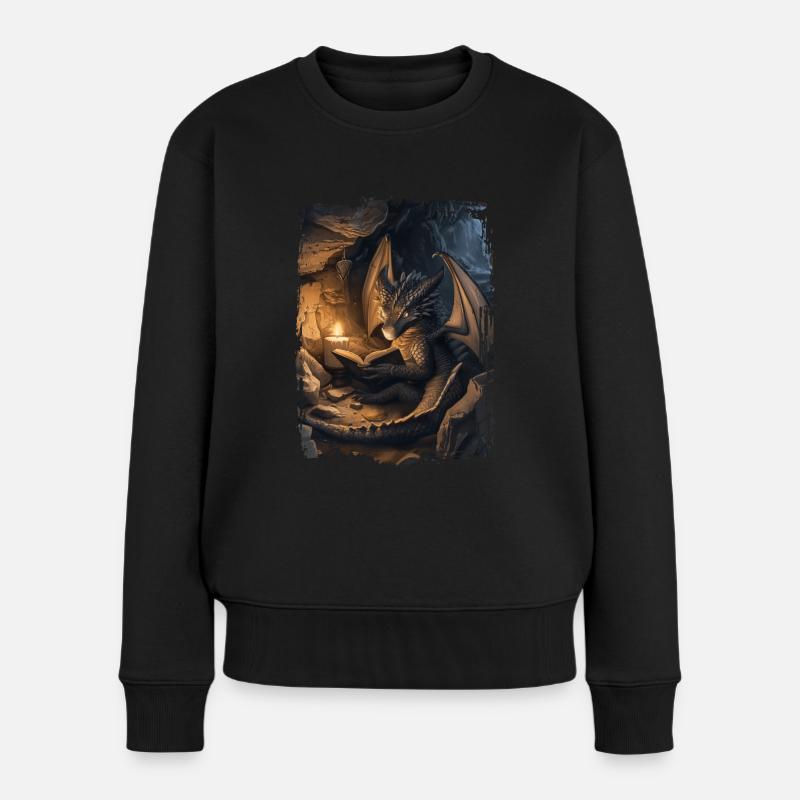 Drachen - Frauen Premium Bio Pullover - Schwarz