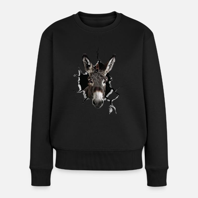 Esel - Frauen Premium Bio Pullover - Schwarz