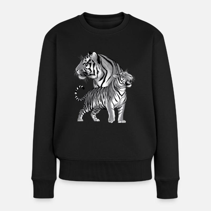 Tiger - Frauen Premium Bio Pullover - Schwarz