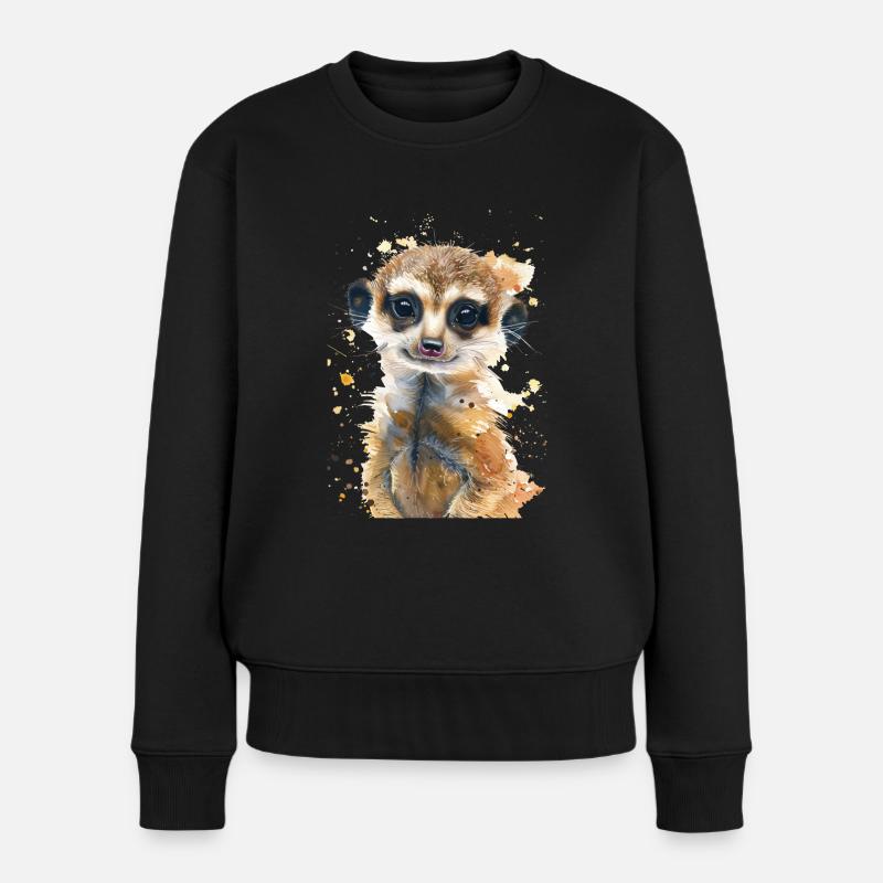 Erdmännchen - Frauen Premium Bio Pullover - Schwarz