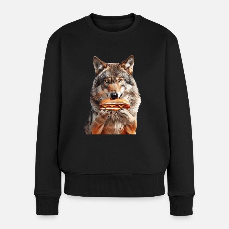 Wolf - Women's Premium Organic Jumper - black