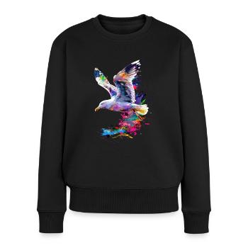 Möwe - Frauen Premium Bio Pullover - Schwarz - Vorne - Julia (174cm)