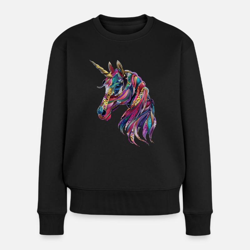 Einhorn - Frauen Premium Bio Pullover - Schwarz