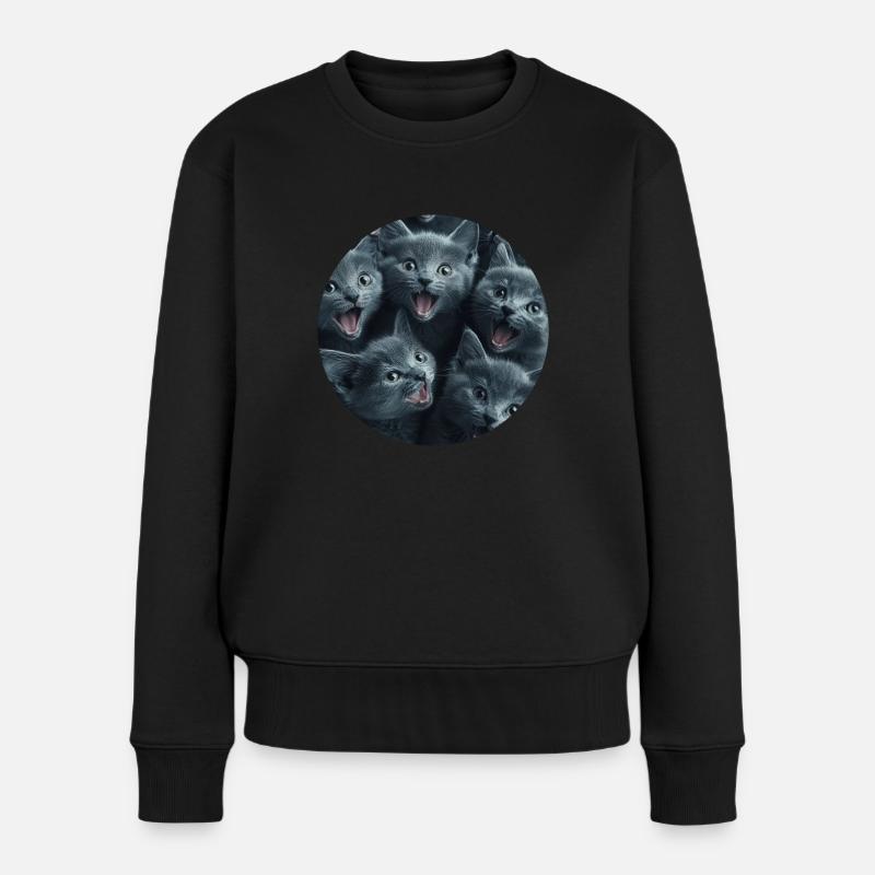 Russisch Blau - Frauen Premium Bio Pullover - Schwarz