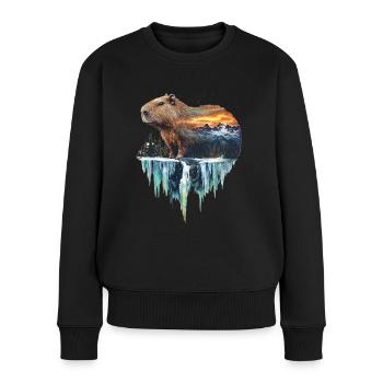 Wasserschwein - Frauen Premium Bio Pullover - Schwarz - Vorne - Julia (174cm)