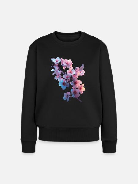 Kirschblüten - Frauen Premium Bio Pullover - Schwarz