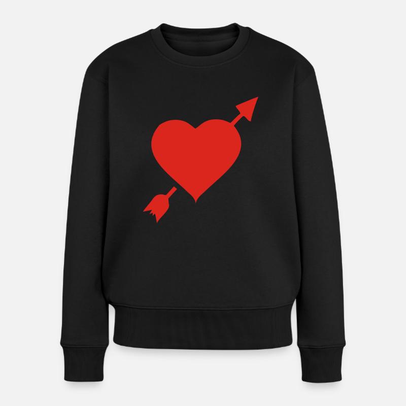 Herz mit Pfeil - Frauen Premium Bio Pullover - Schwarz