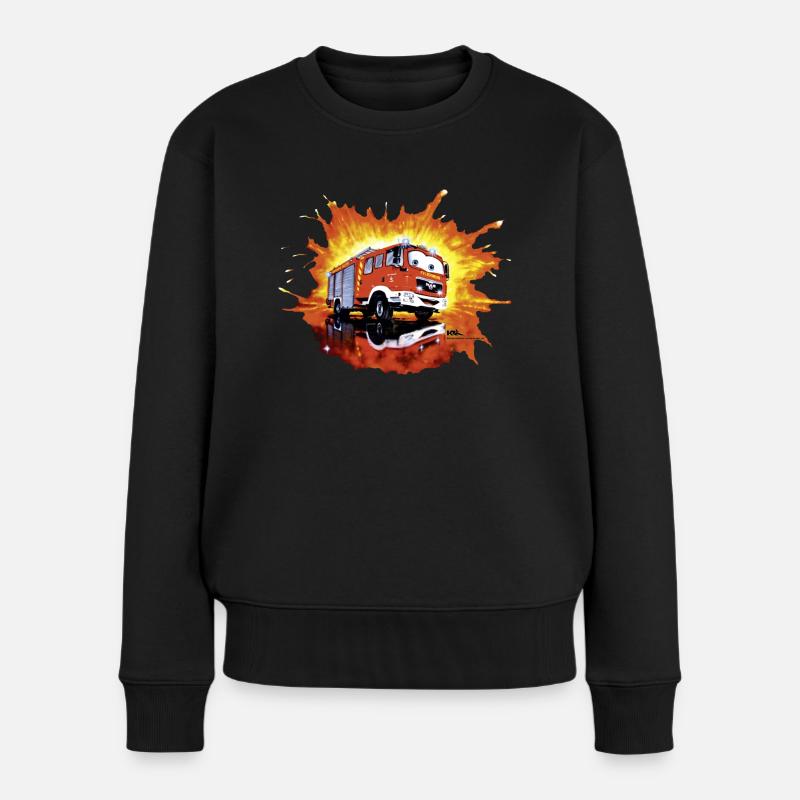 Kinder Feuerwehrauto MAN Comic - Frauen Premium Bio Pullover - Schwarz