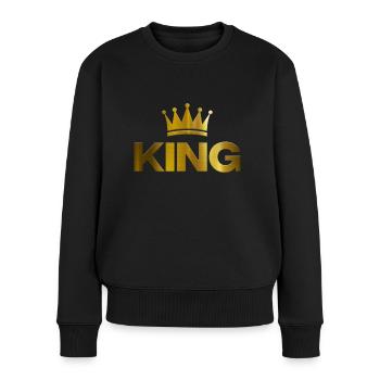 King - Frauen Premium Bio Pullover - Schwarz - Vorne - Julia (174cm)