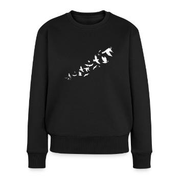 Vintage VOGEL SCHWARM - Frauen Premium Bio Pullover - Schwarz - Vorne - Julia (174cm)