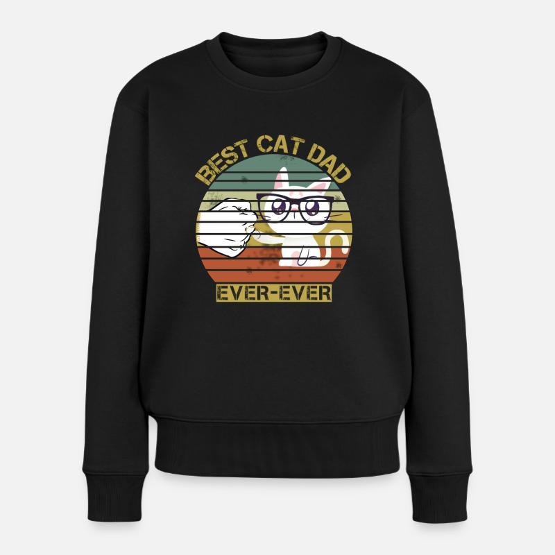 Vintage Best Cat Dad Ever Shirt - Frauen Premium Bio Pullover - Schwarz