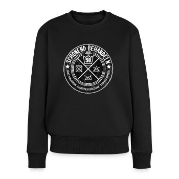 Schonend Behandeln Fünfzig Geschenk 50. Geburtstag - Frauen Premium Bio Pullover - Schwarz - Vorne - Julia (174cm)