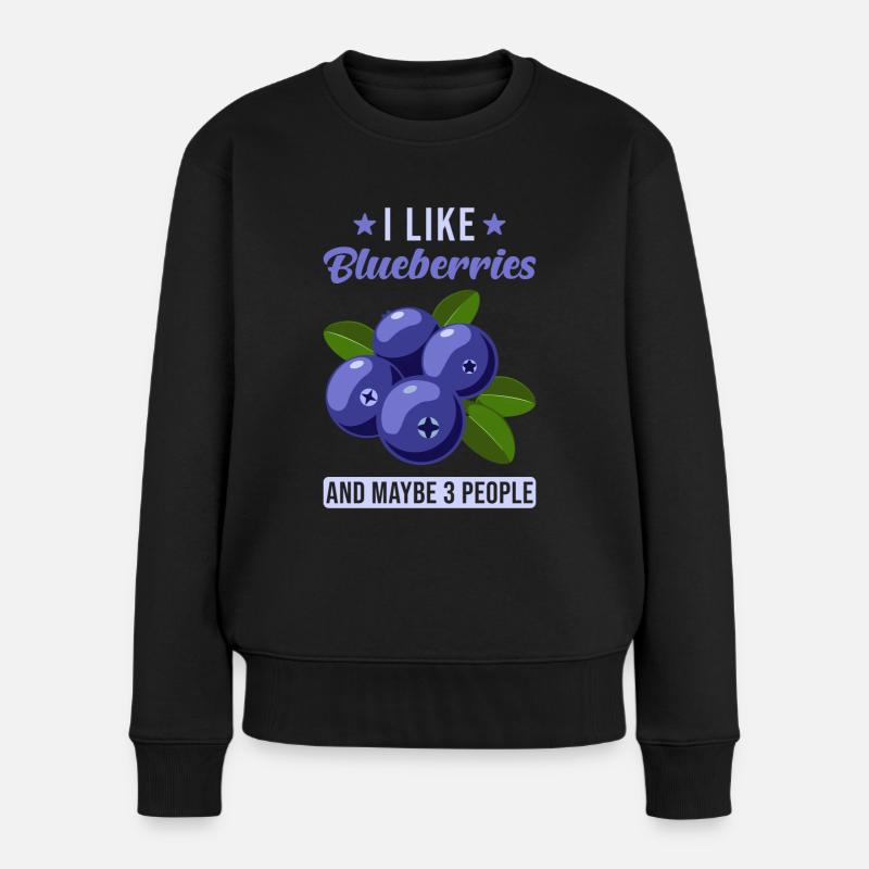 Blaubeeren - Frauen Premium Bio Pullover - Schwarz