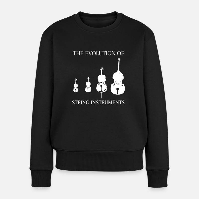 Kontrabass Spruch Streichinstrumente Evolution - Frauen Premium Bio Pullover - Schwarz
