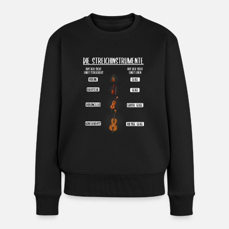 Streichinstrumente geige Violine Kontrabass - Frauen Premium Bio Pullover - Schwarz