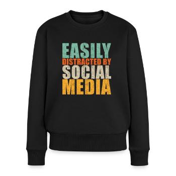 Social Media Spruch - Frauen Premium Bio Pullover - Schwarz - Vorne - Julia (174cm)