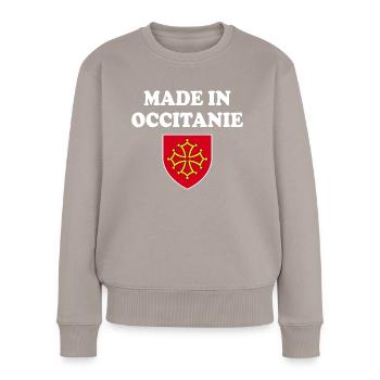 Made In Occitanie - Pull Premium bio Femme - taupe - Devant - Julia (174cm)