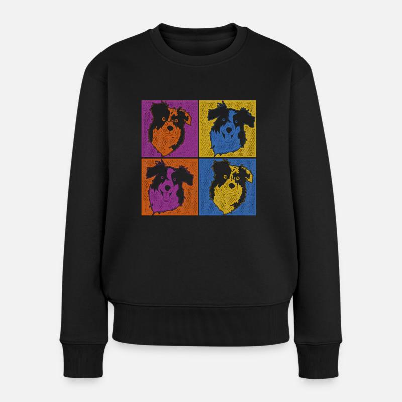 Aussie Hunde Geschenk Pop Art Australian Shepherd - Frauen Premium Bio Pullover - Schwarz