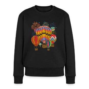 Ballonfahrt Feuerwerk Ballon Pilot Heißluftballon - Frauen Premium Bio Pullover - Schwarz - Vorne - Julia (174cm)