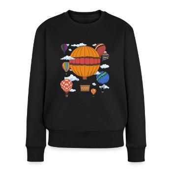 Heißluftballon - Frauen Premium Bio Pullover - Schwarz - Vorne - Julia (174cm)