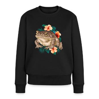 Frog Amphibians Animal Lovers Flowers Toad - Women's Premium Organic Jumper - black - Front - Julia (174cm)