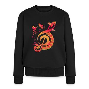 Violinschlüssel Musik Geschenkidee Notenschlüssel - Frauen Premium Bio Pullover - Schwarz - Vorne - Julia (174cm)