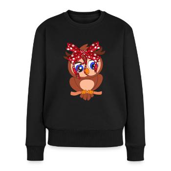 Eule - Frauen Premium Bio Pullover - Schwarz - Vorne - Julia (174cm)