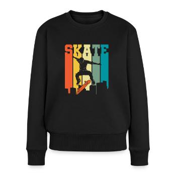 Skate Retro Für Skateboarder - Frauen Premium Bio Pullover - Schwarz - Vorne - Julia (174cm)