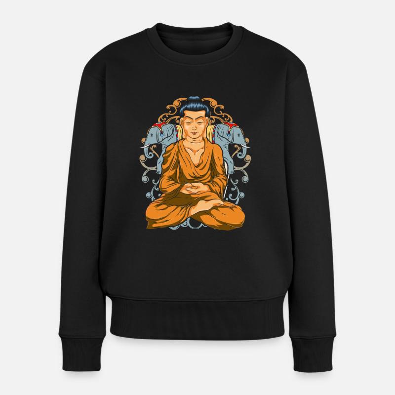 Hinduismus Geschenk Buddhismus Elefant Buddha - Frauen Premium Bio Pullover - Schwarz