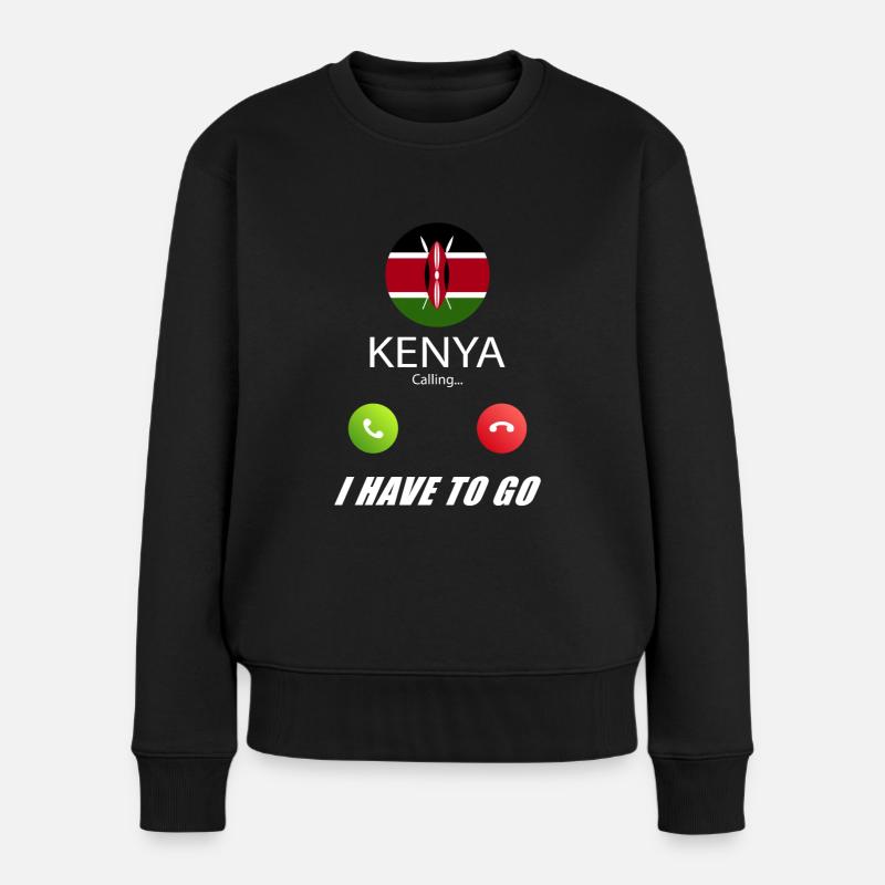 Kenya ruft an Lusiger Flaggen Spruch - Frauen Premium Bio Pullover - Schwarz