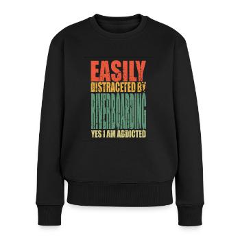 Riverboarding Spruch lustig - Frauen Premium Bio Pullover - Schwarz - Vorne - Julia (174cm)