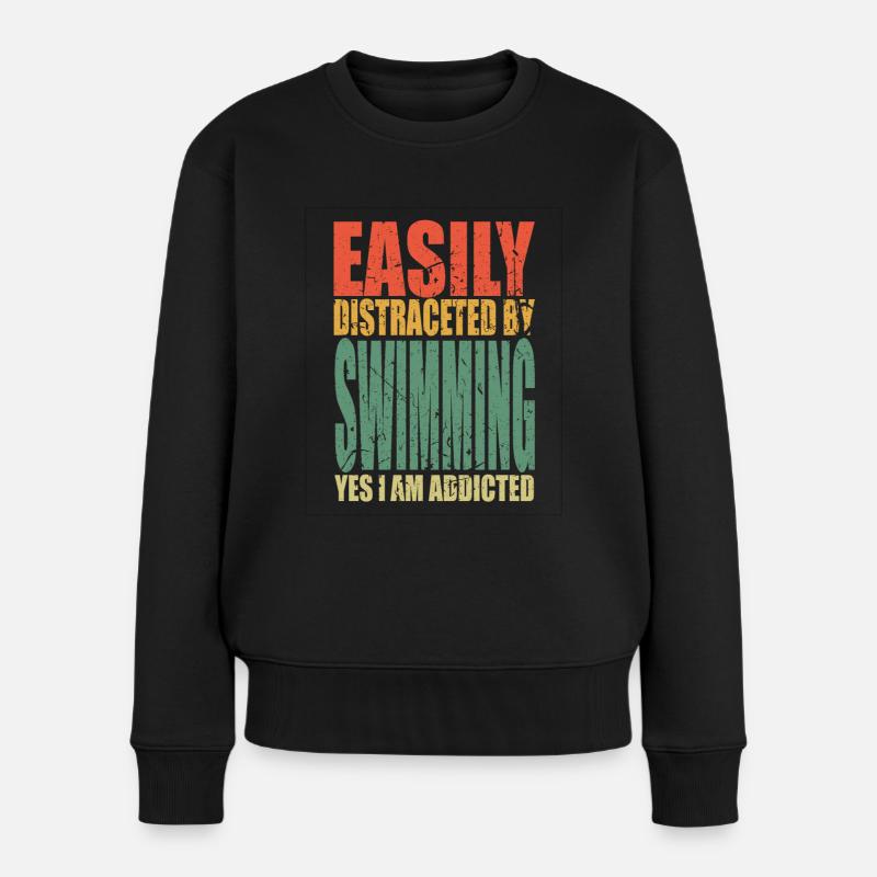 Swimming Spruch lustig - Frauen Premium Bio Pullover - Schwarz