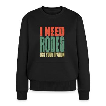 Rodéo en disant drôle - Pull Premium bio Femme - noir - Devant - Julia (174cm)