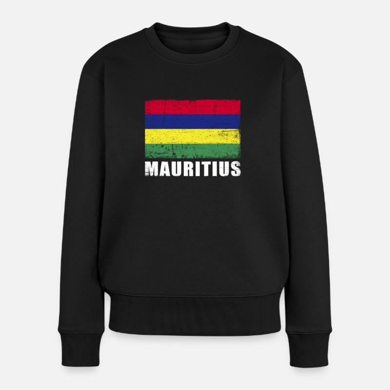 Drapeau de l’île Maurice Grunge Drapeau de l’île Maurice - Pull Premium bio Femme - noir