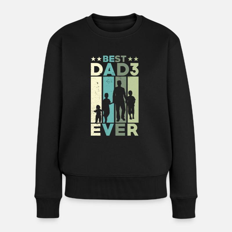 Bester Vater Aller Zeiten Retro Drei Kinder Bester - Frauen Premium Bio Pullover - Schwarz