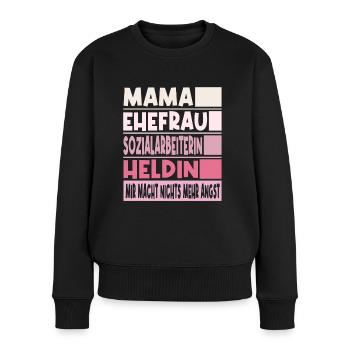 Sozialarbeiterin Mama Ehefrau Heldin - Frauen Premium Bio Pullover - Schwarz - Vorne - Julia (174cm)