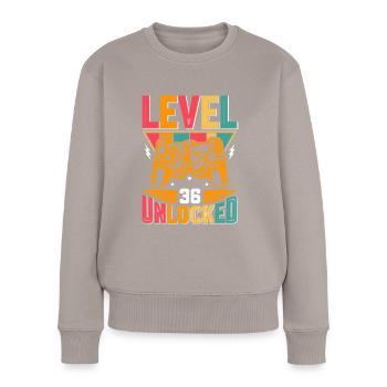 Level 36 Unlocked Awesome Since 1987 Funny Gamer - Women's Premium Organic Jumper - taupe - Front - Julia (174cm)