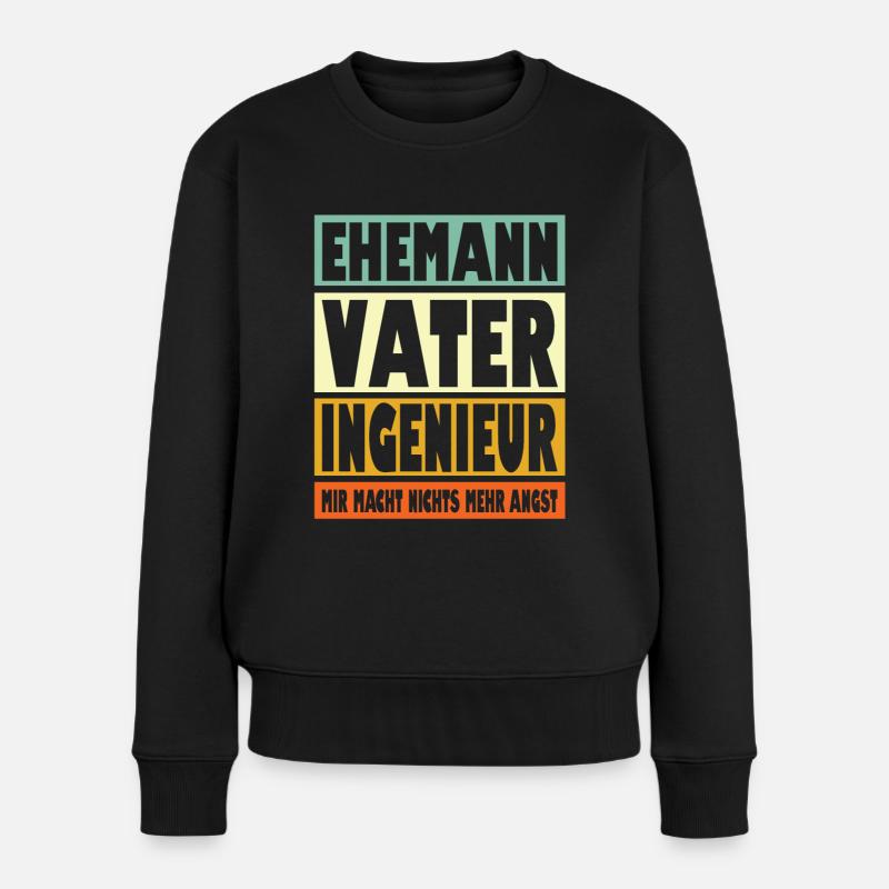 Ingenieur Vater Ehemann Held - Frauen Premium Bio Pullover - Schwarz