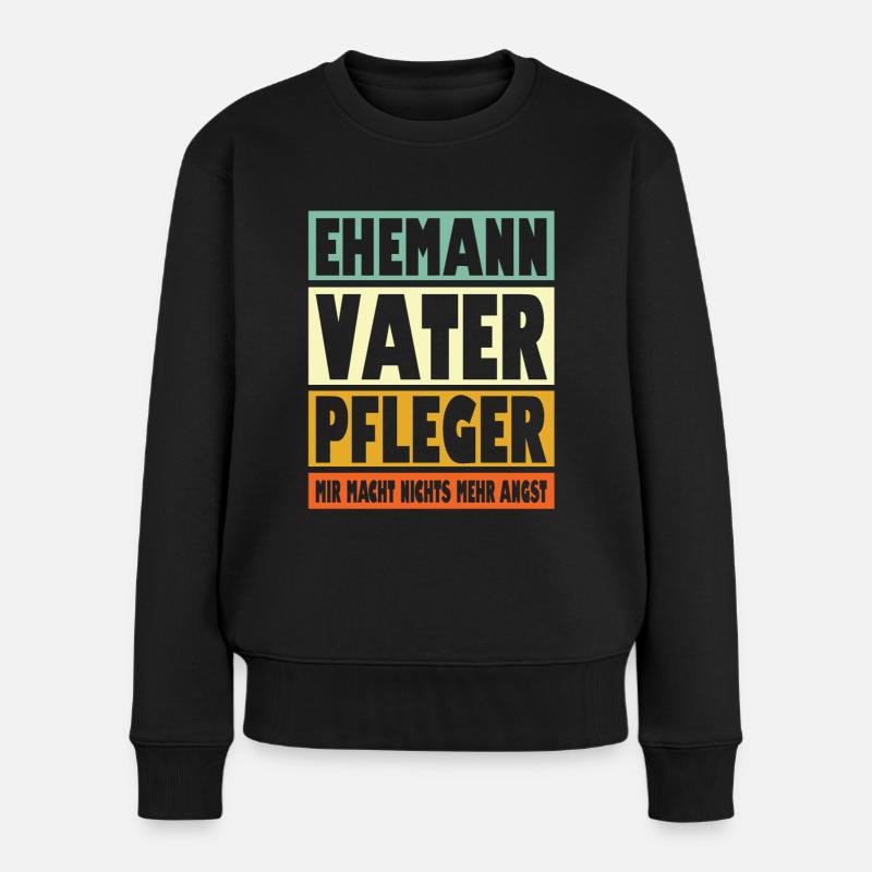 Pfleger Vater Ehemann Held - Frauen Premium Bio Pullover - Schwarz