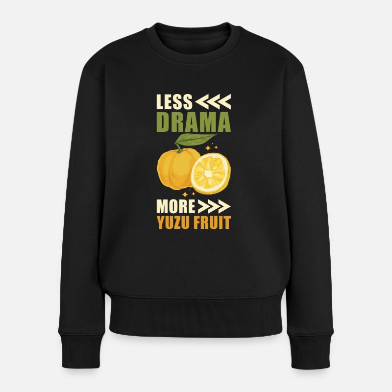 Yuzu Frucht Spruch - Frauen Premium Bio Pullover - Schwarz