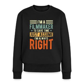 Filmemacher - Frauen Premium Bio Pullover - Schwarz - Vorne - Julia (174cm)