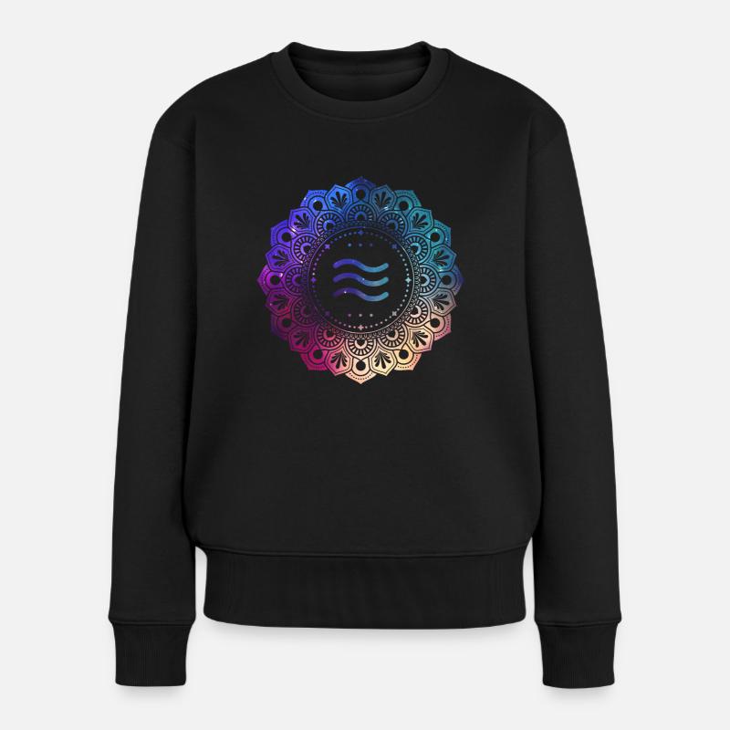Wassermann Sternzeichen Symbol Mandala - Frauen Premium Bio Pullover - Schwarz