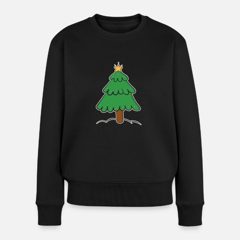 Weihnachtsbaum - Frauen Premium Bio Pullover - Schwarz