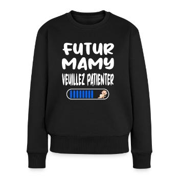 Futur mamy t-shirt grand-mère femme humour - Pull Premium bio Femme - noir - Devant - Julia (174cm)